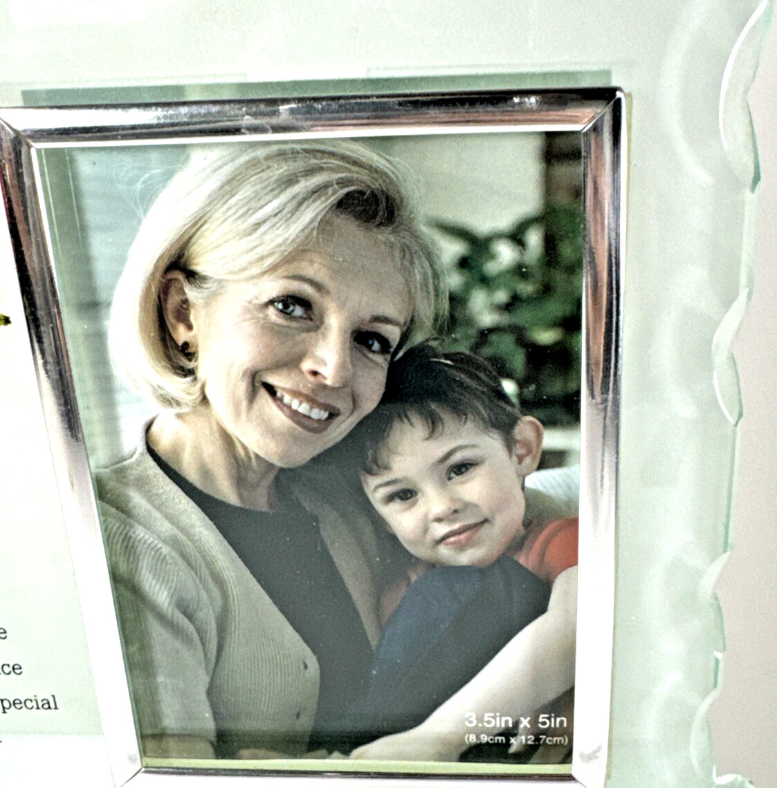 Grandma Cut Glass Frame Grand Mother Sweet Sentiment Holds 3.5×5″ Photo 7.5×9.5″