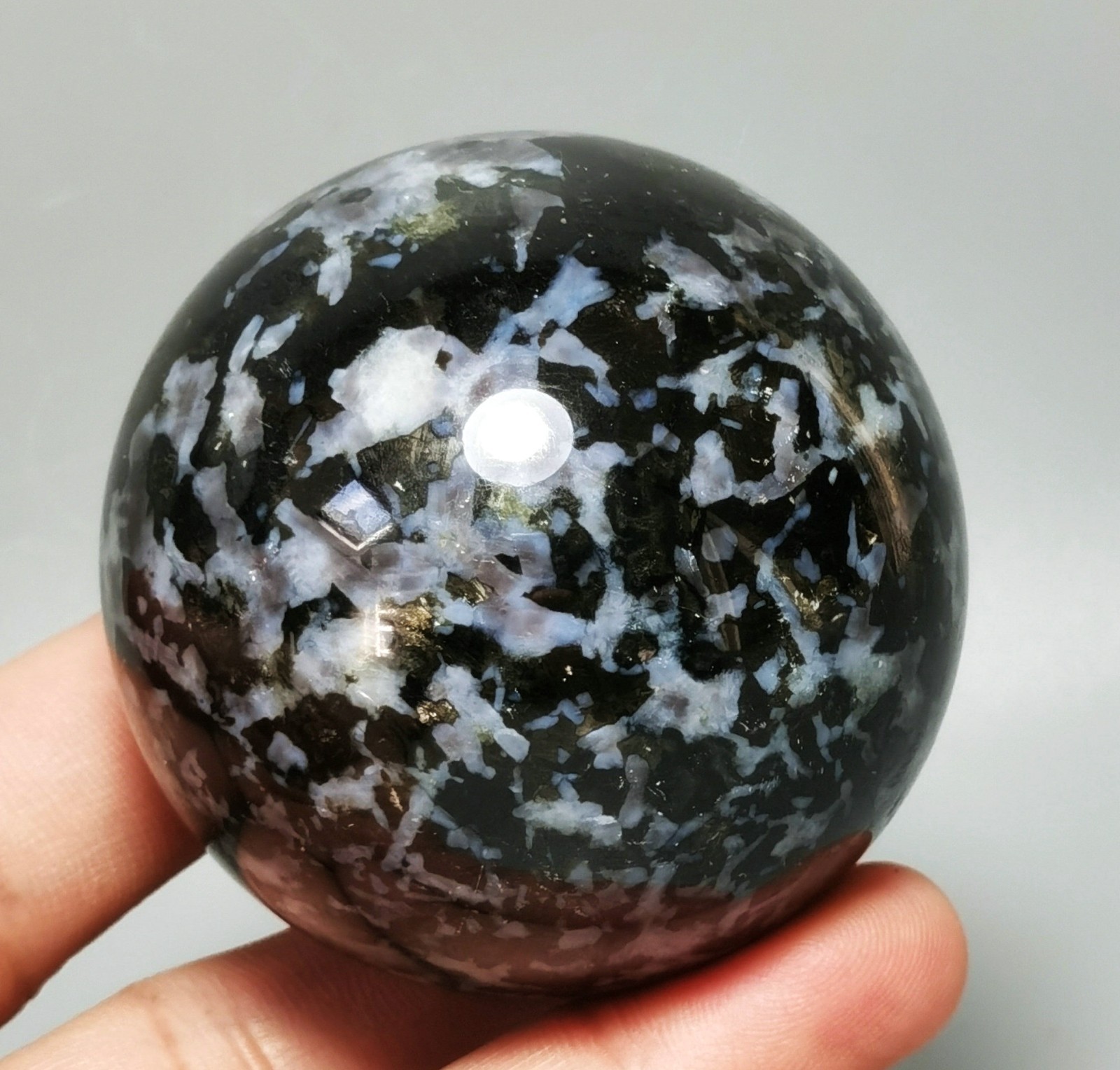Natural Rare MERLINITE Mystic Sphere Ball Stone Magic Shaman Psilomelane Gabbro
