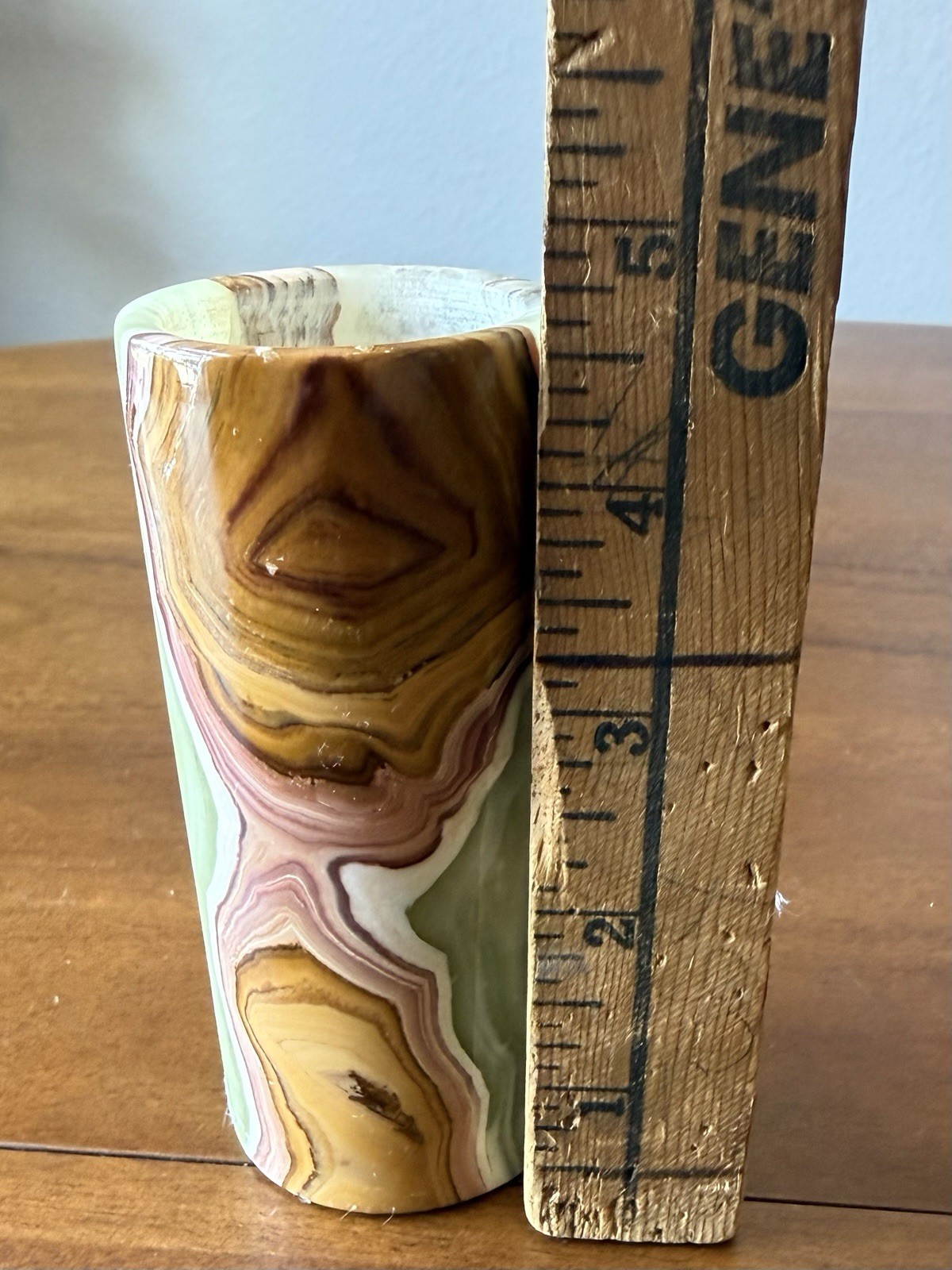 Onyx Stone Candle Holder ~ 4.5” in Solid Natural Stone