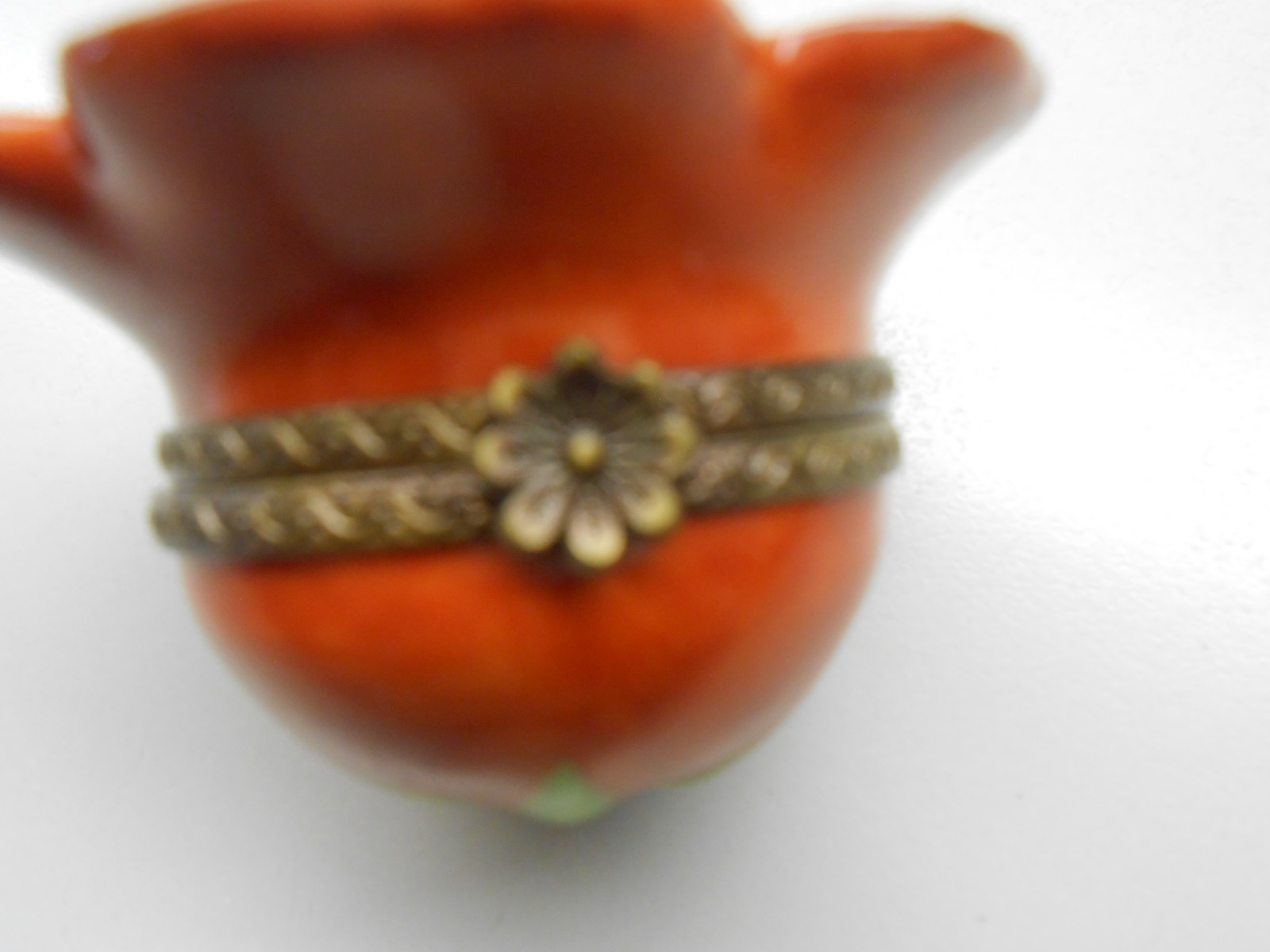 RARE Vintage Limoges Box France – Reddish-Orange Flower – Parry Vieille – PV