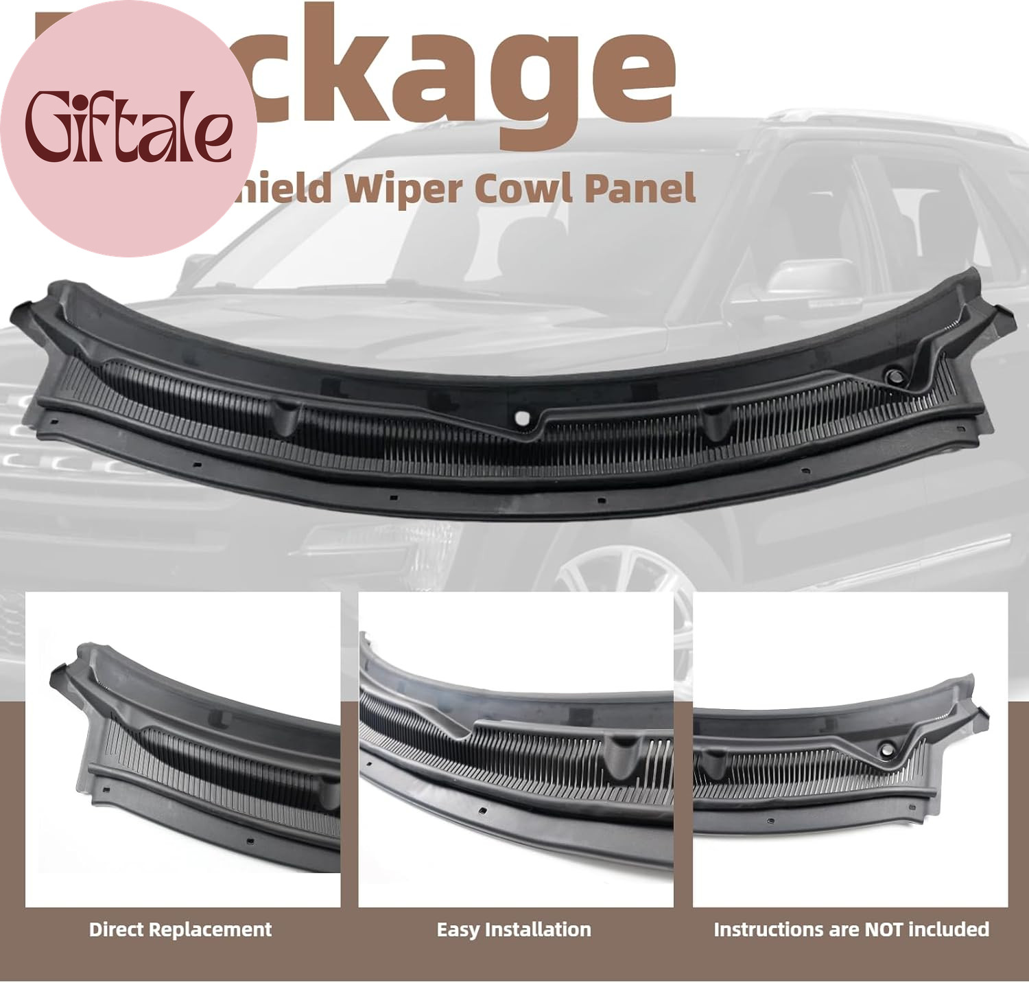 Windshield Cowl Grille Top Panel Compatible with Ford Explorer Base 3.5 3.7 2.0L