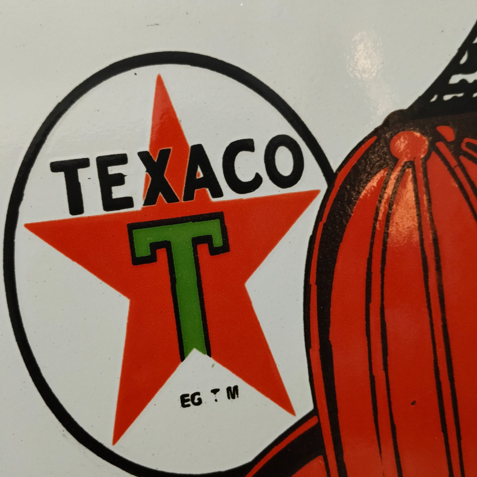 Texaco Fire Chief Gasoline Porcelain Enamel Sign 36 x 15 Inches 1 Sided