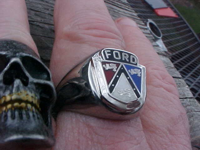 1950s Ford Car Crest Silver Chrome Ring Size #12 NOS Unique Hi-Quality