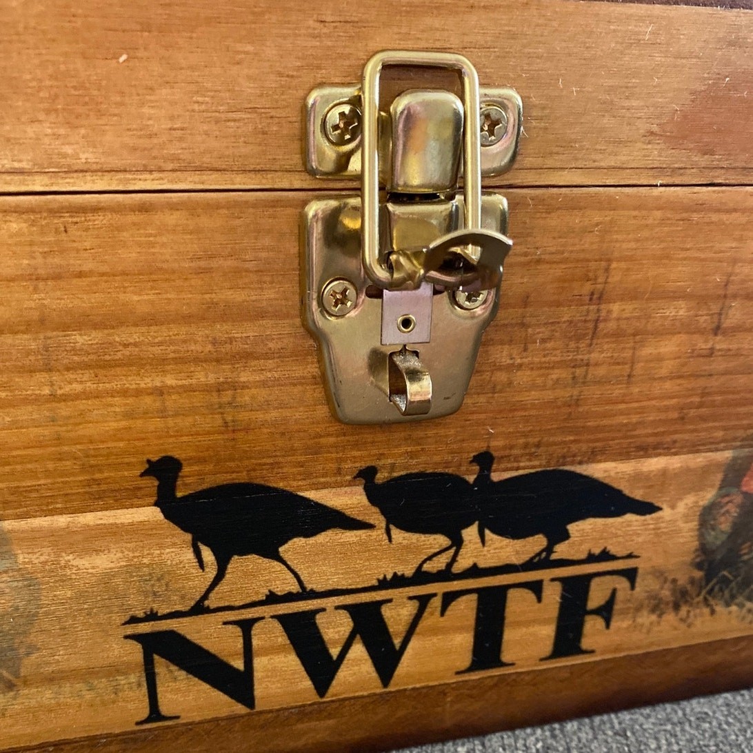 RARE National Wild Turkey Federation Wooden Box Storage Vintage Decorative Ammo