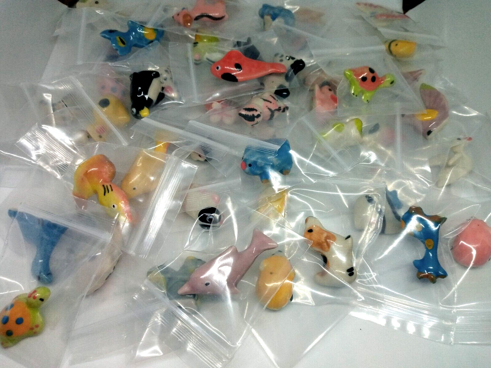Miniature Dollhouse Ceramic Animals Hand Panted Statue Collectibles Lot 50 Pcs/F
