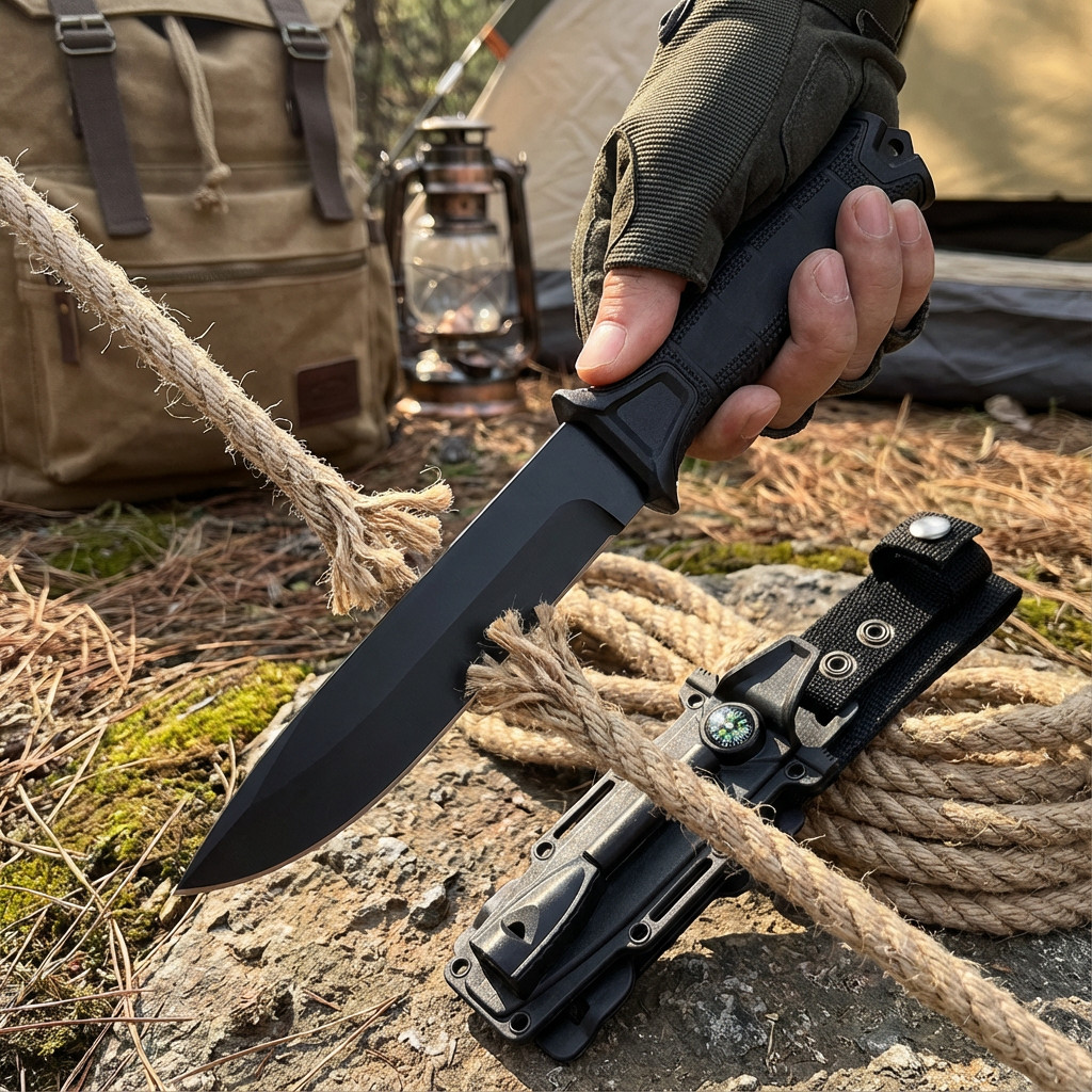 5Cr Steel Outdoor Fixed Blade, Anti-Slip Handle & Tactical Sheath for Camping
