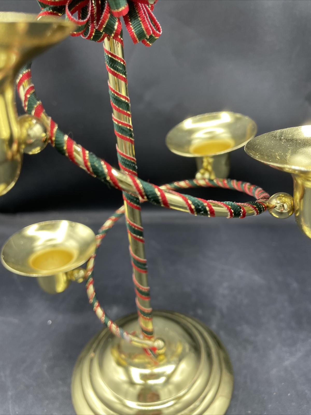 House of Lloyd 5 Candle Candlestick Holder Christmas Brass Plated Holiday Vtg