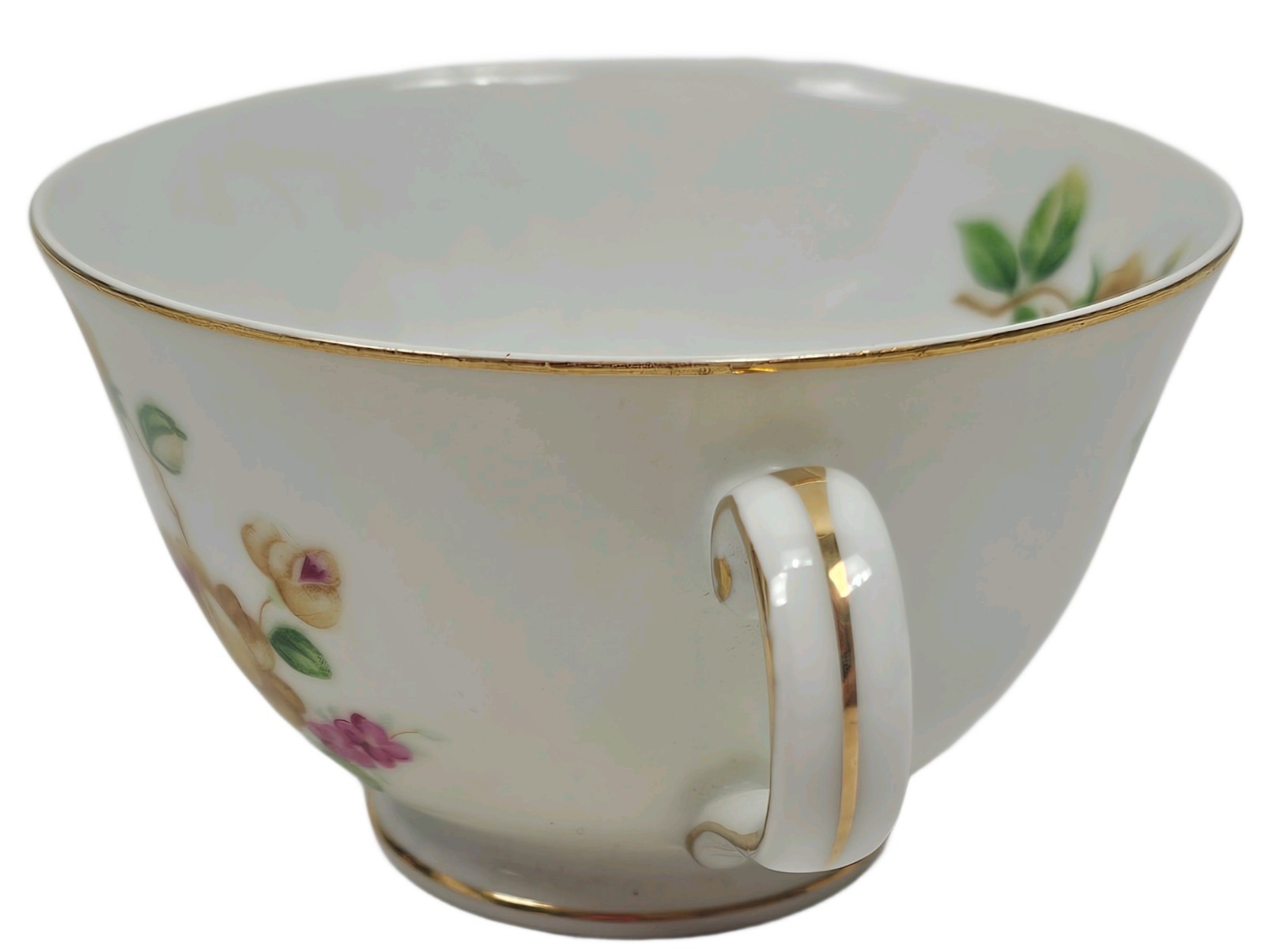 Vintage Lynmore Golden Rose Teacup Fine China Japan Yellow & Pink Rose Gold Trim