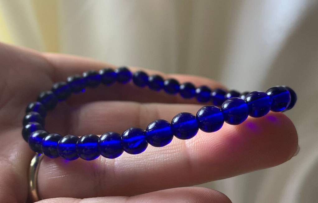 6mm GORGEOUS RARE SIBERIAN BLUE QUARTZ BLUE RAY QUARTZ CRYSTAL BRACELET