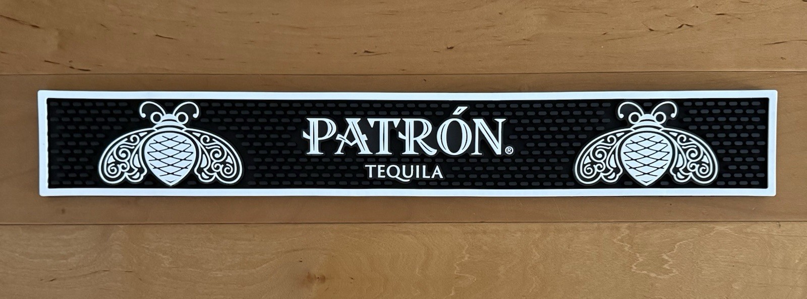 Patron Tequila Rubber Rail Runner Spill Bar Mat Skinny Coaster **NEW**