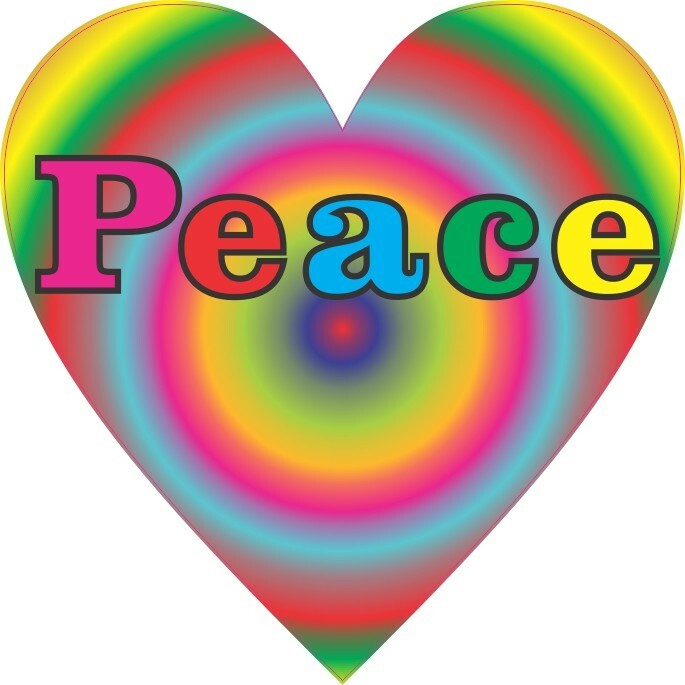 4.5in x 4.5in Rainbow Peace Heart Bumper Sticker Decal Car Window Stickers De…