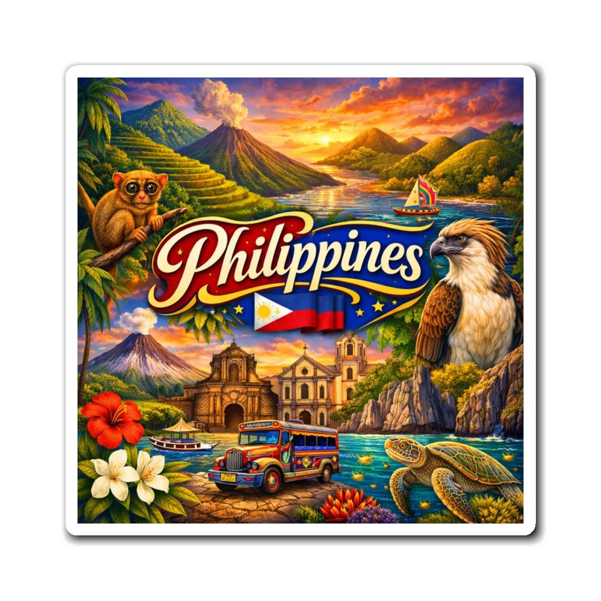 Philippines Magnet | Filipino landmarks, Jeepney, Tarsier, Manila