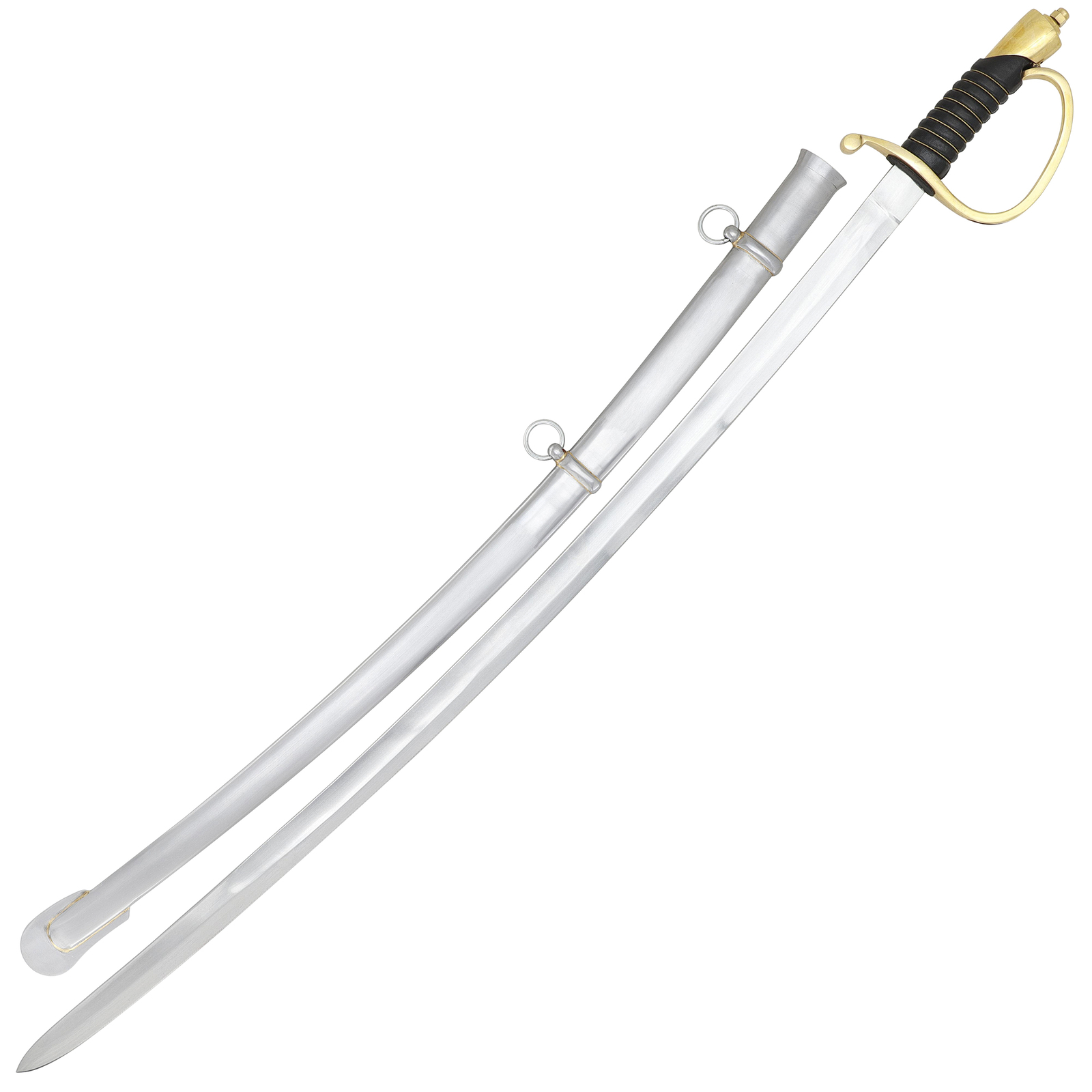 MILITARY SWORD ARMY CAVALRY SABER EXCELLENT EN45 STEEL BLADE SILVER & BRASS HILT
