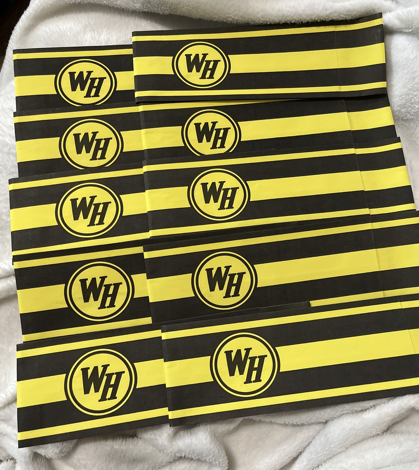 New 10 Pack Authentic Waffle House Folding Resizable Yellow Black Paper Hats