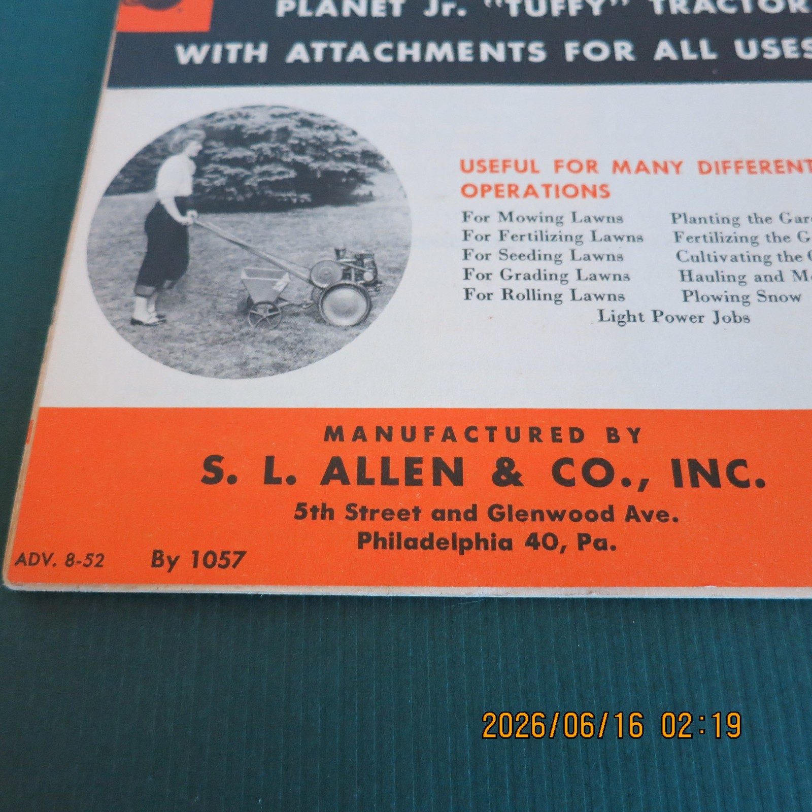 Planet Jr. Catalog #20 Tractors & Power Units 1952 Tuffy Supplement