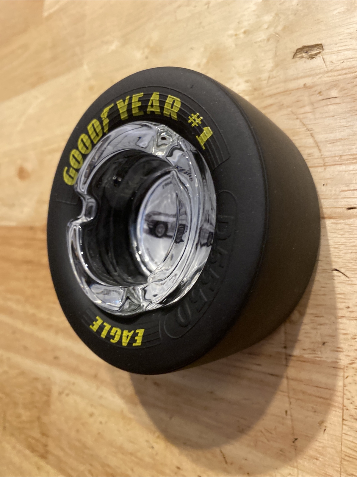 Goodyear Tire Ash Tray Chevy Corvette Glass on Rubber HOTROD NASCAR Collector