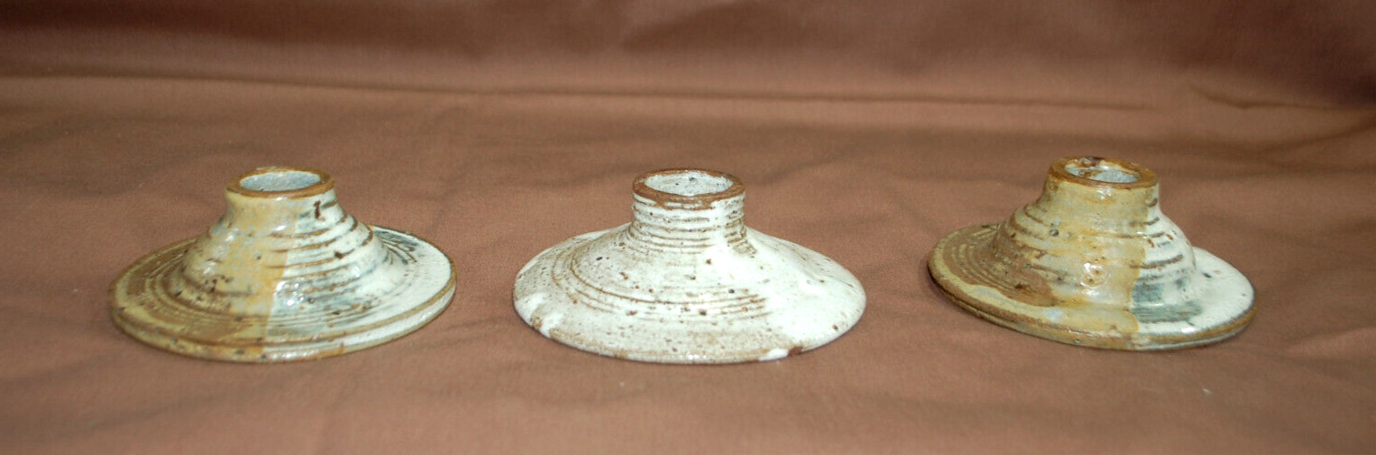 Ceramic 3 Mugs and 3 Candle Holders Handmade Lot of 6 Total T1428
