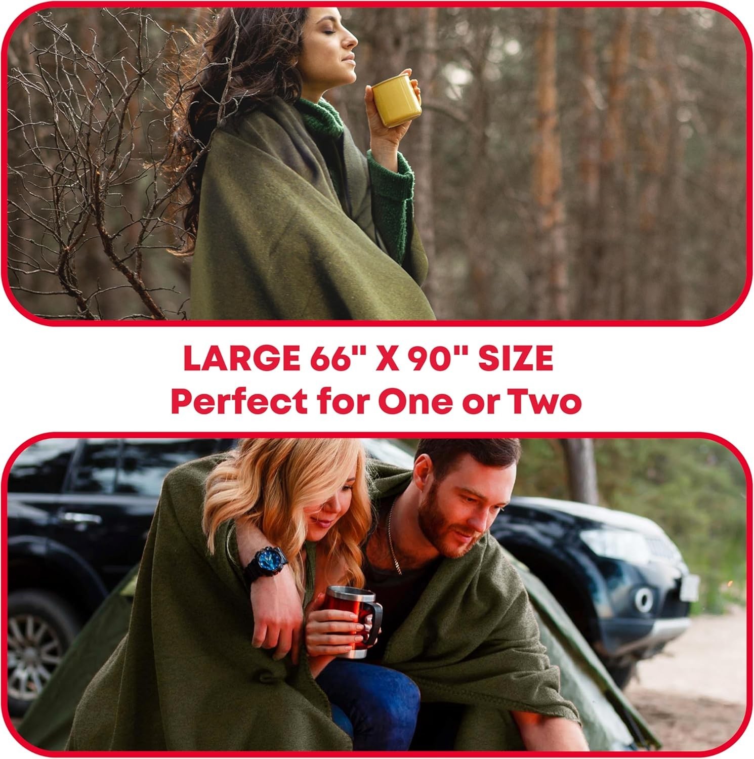 US Military Wool Blanket (80% Wool) Thick Washable 66″ x 90″ Heavy Wool Blanket