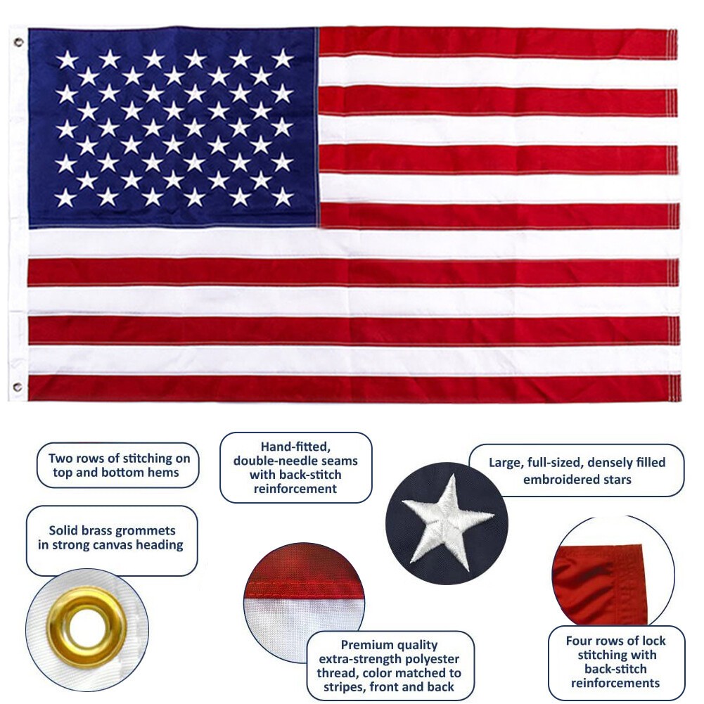 US American Flag 4×6 Made in Luxury Embroidered United States Flag Outdoor USA