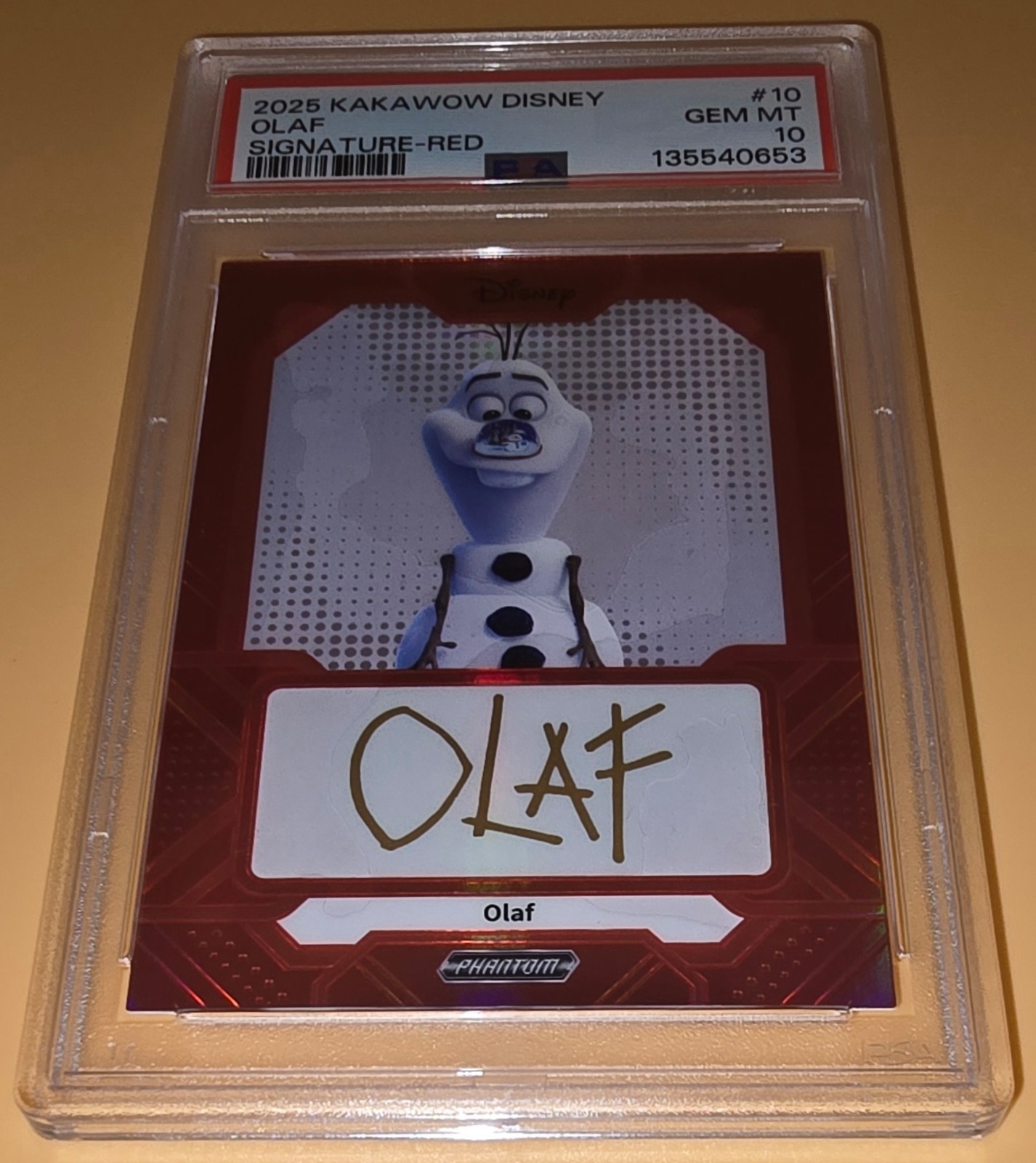 Olaf from Frozen PSA 10 Low Pop 1 Signature Red #d 2025 Kakawow Disney Phantom