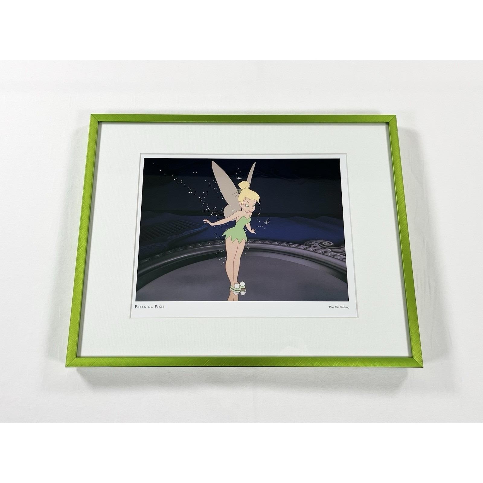 Vintage Disney Tinker Bell Preening Pixie Framed Art Print Lithograph Peter Pan