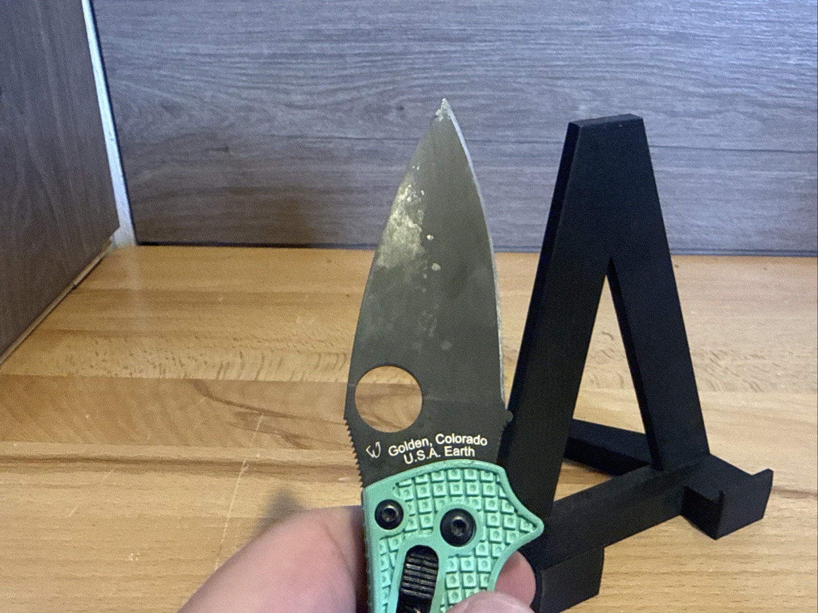 Spyderco Mint Green Frame Black Blade Lightweight Folding Knife CPM-M4 USA