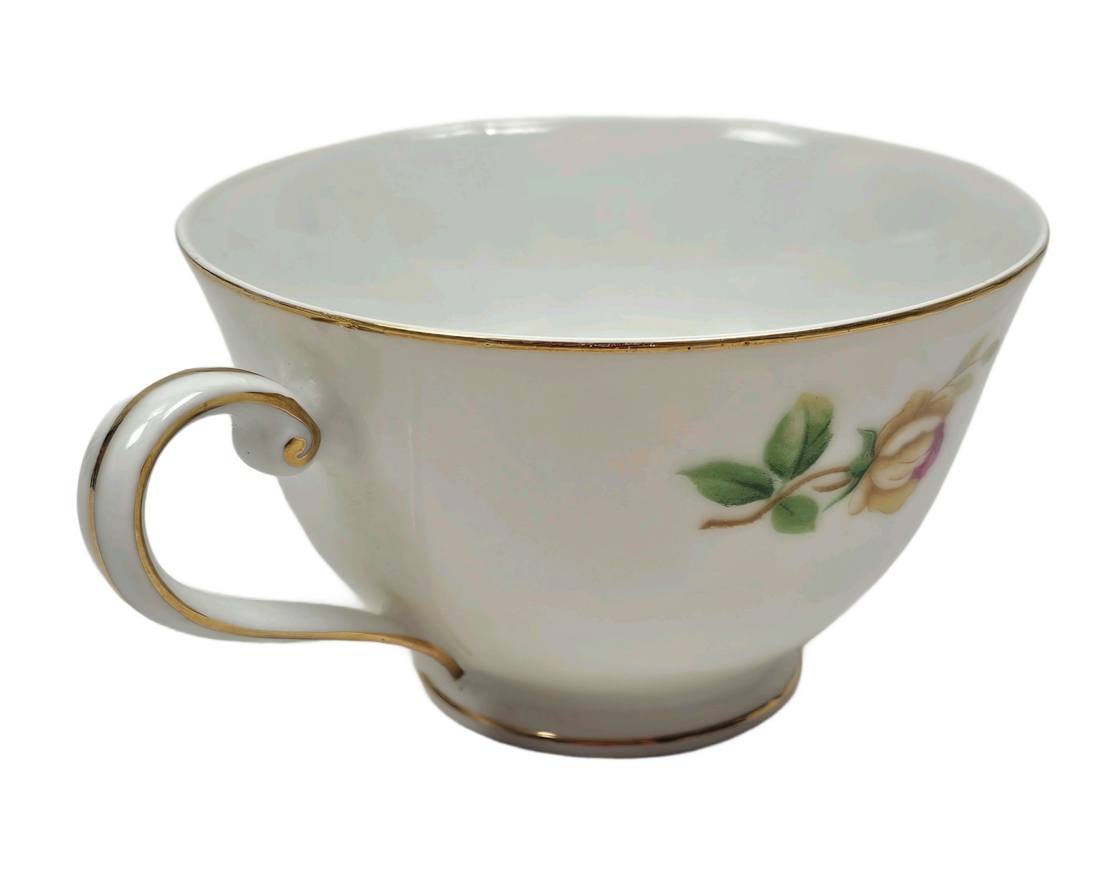 Vintage Lynmore Golden Rose Teacup Fine China Japan Yellow & Pink Rose Gold Trim