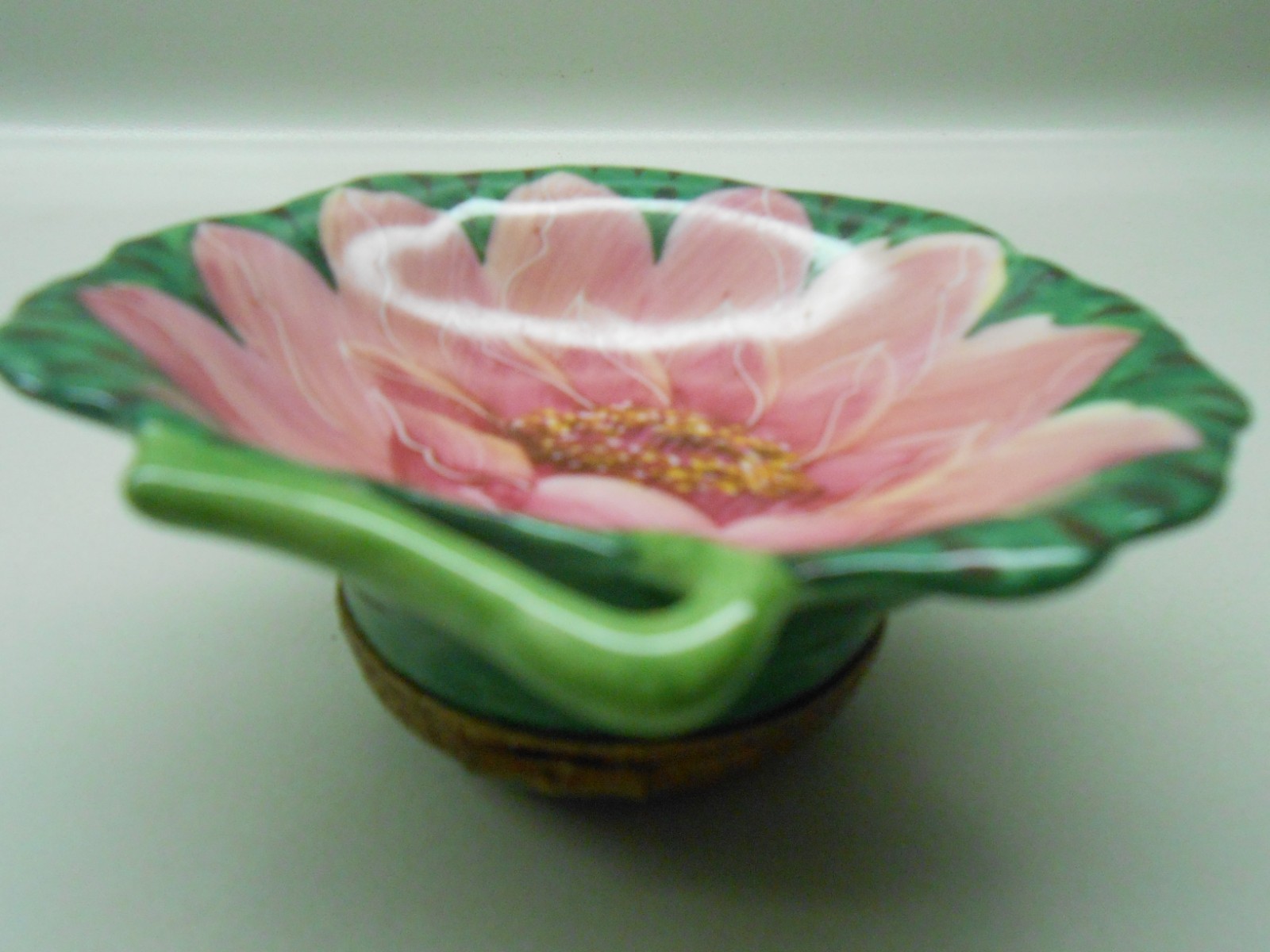 RARE Vintage Limoges Box France – Large Water Lily on Pad- Parry Vieille PV