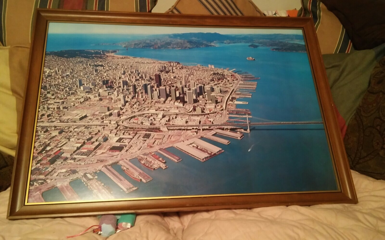VTG San Francisco Bay Area Aerial City Waterfront Photograh Poster? 35×25 Golden