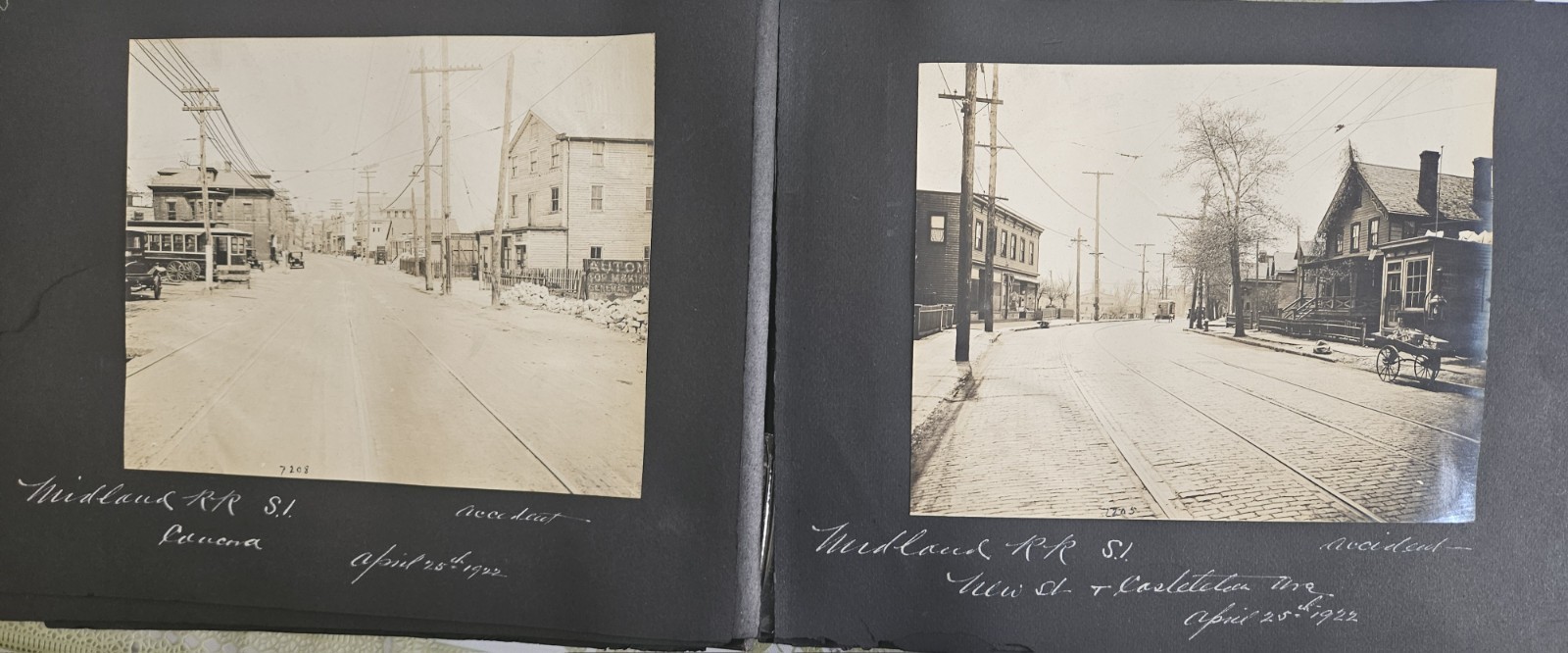 112 GREAT Original 1922-5 Staten Island TROLLEY street scene 7.5×9.5 Photo Album