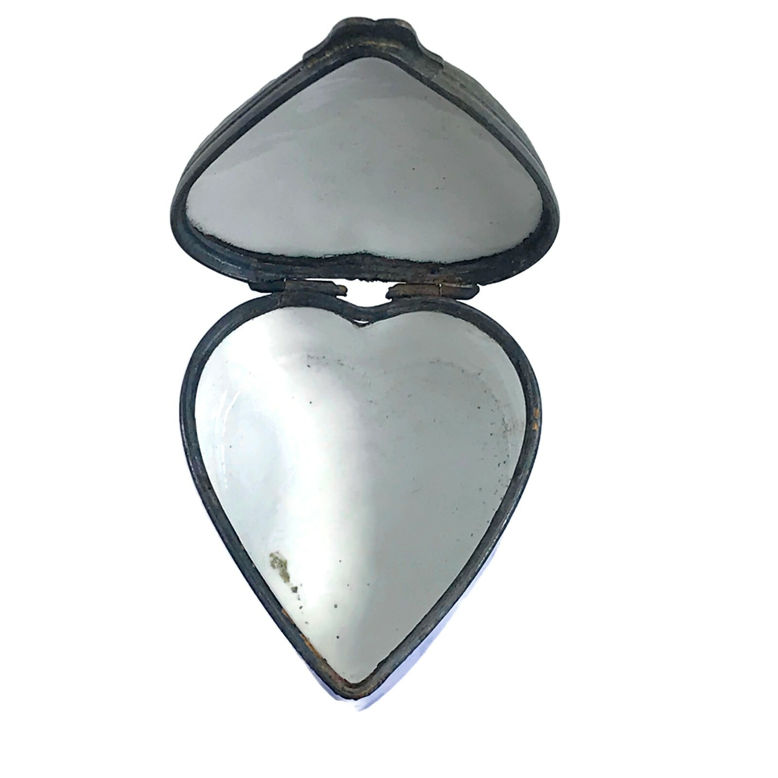 Vintage French Success To The Fleet Enamel Trinket Box Heart Shaped France 2″