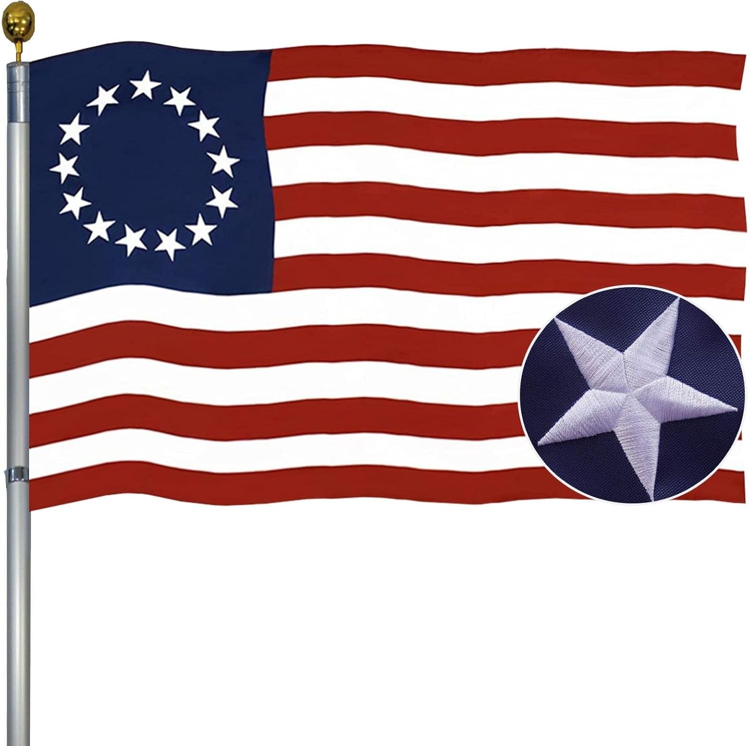 Embroidered Betsy Ross USA Flags 3×5 Outdoor US United States 13 Colonies Bet…