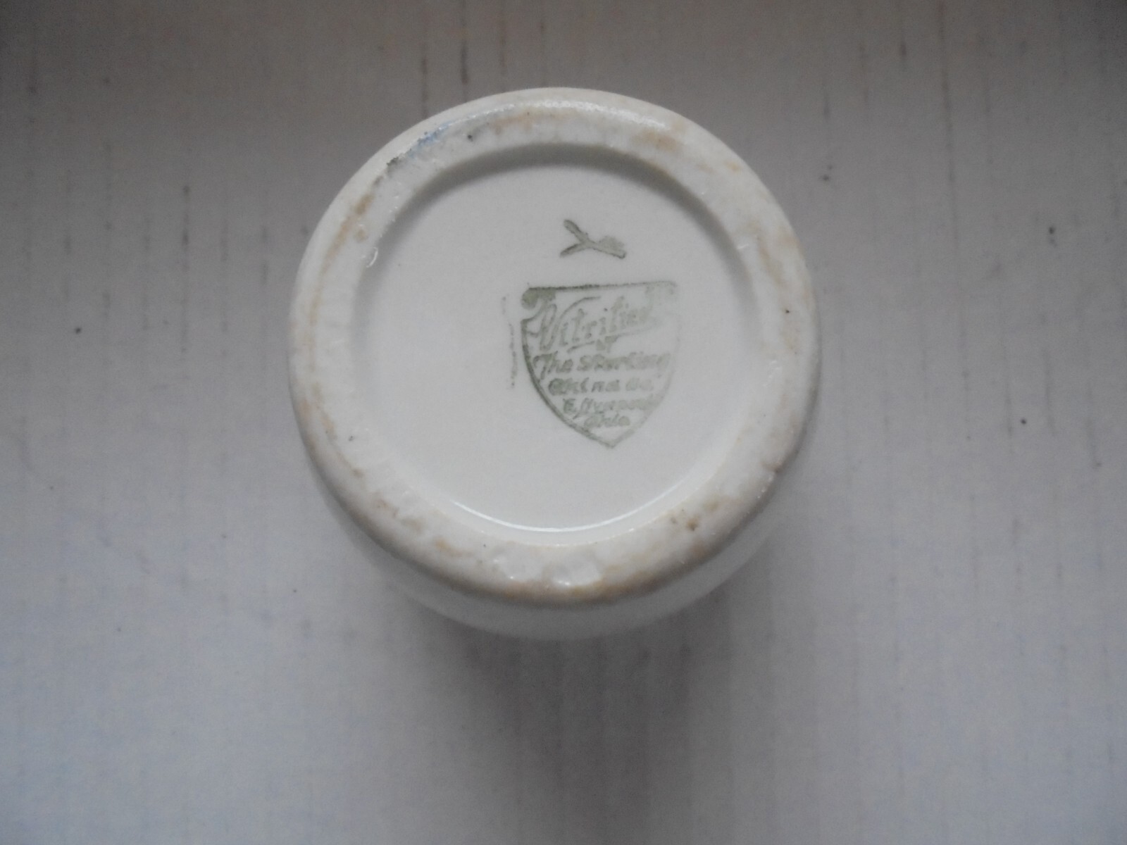 Vintage white green stripe vitrified sterling china co restaurant ware soup/cup