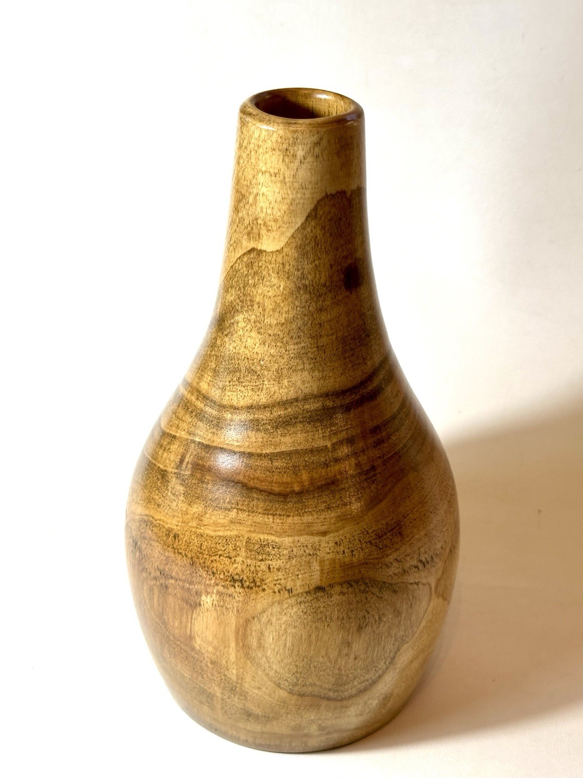 Vintage Mid Century Turned Poplar Wood Handmade Studio Vase Signed 11”x5.25”