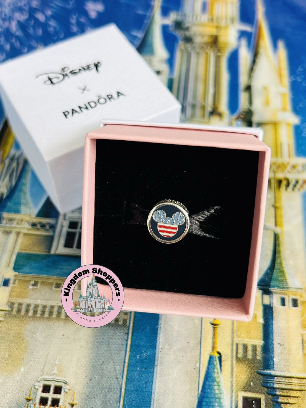 2026 Disney Parks Pandora 250th Independence Day USA Mickey Mouse Ear Charm New