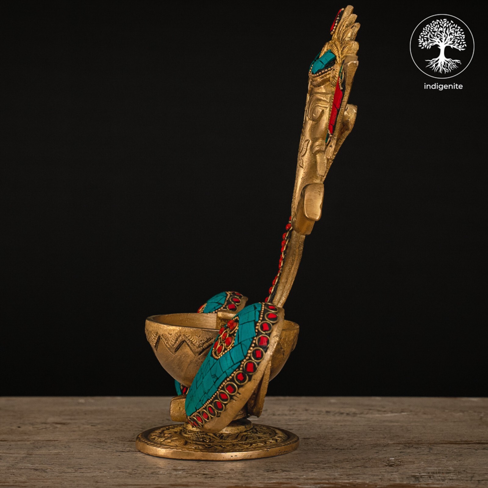 indigenite Brass Ganesh Idol | Size – (6.5 x 3 x 9) Inches, Weight: 1.3 kgs