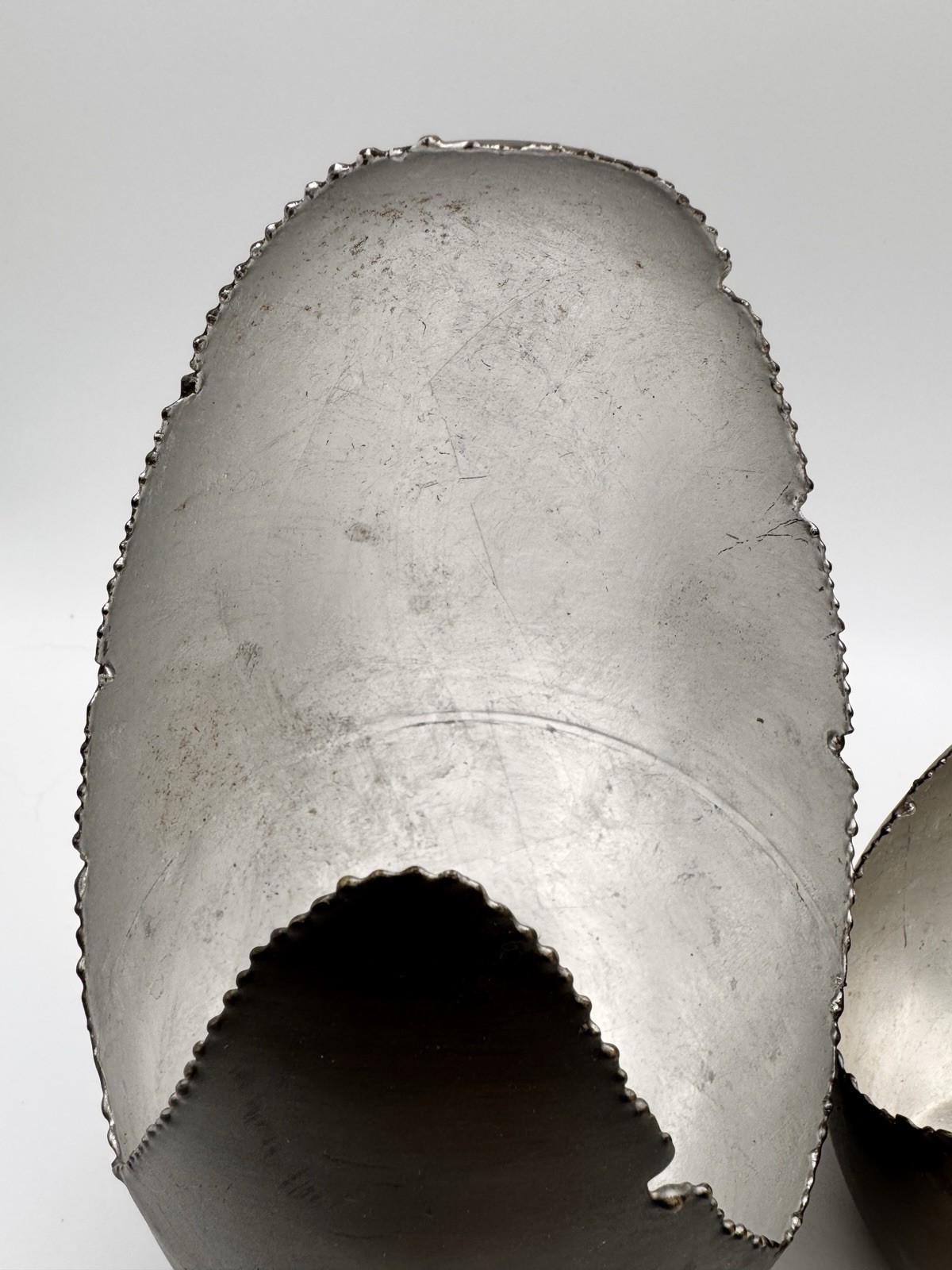 Handcrafted Cracked Egg Metal Sculptures Set 2 Black Silver Decor India