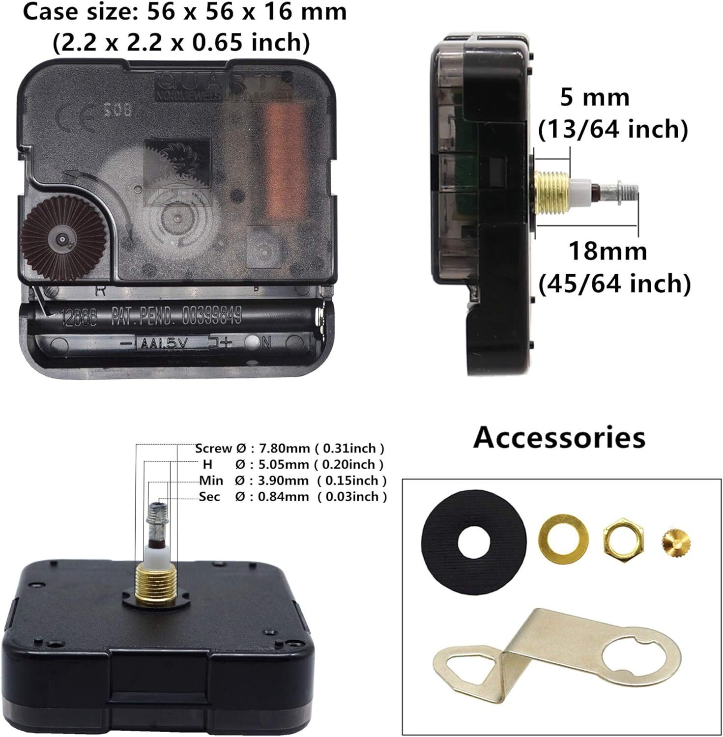 TIKROUND Include Hands Quartz DIY 12888 Wall Clock Movement Mechanism Battery Op