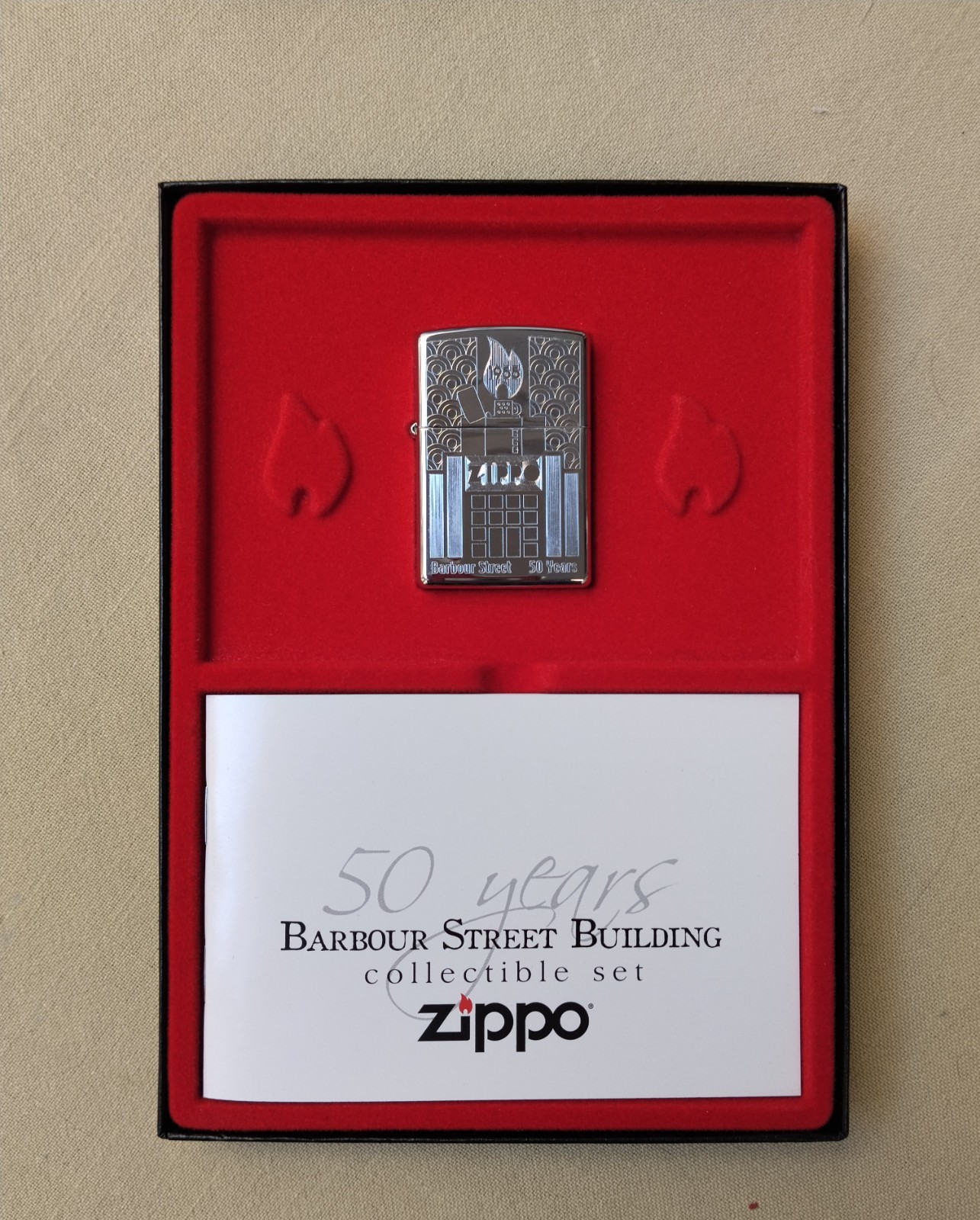 Rare 2005 Zippo „50 Years Barbour Street Building“ Collectible Set – Unfired Min