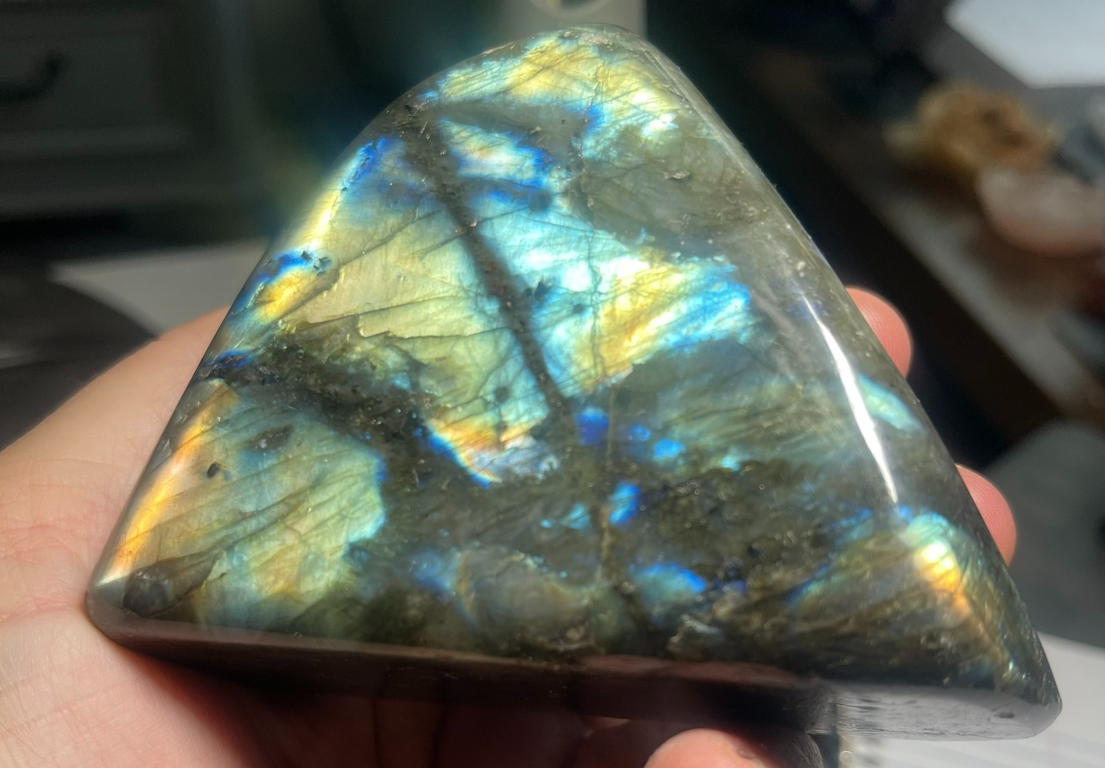 Labradorite Free Form 4″ 1LB Beautiful Flash Blue Flash Free Shipping