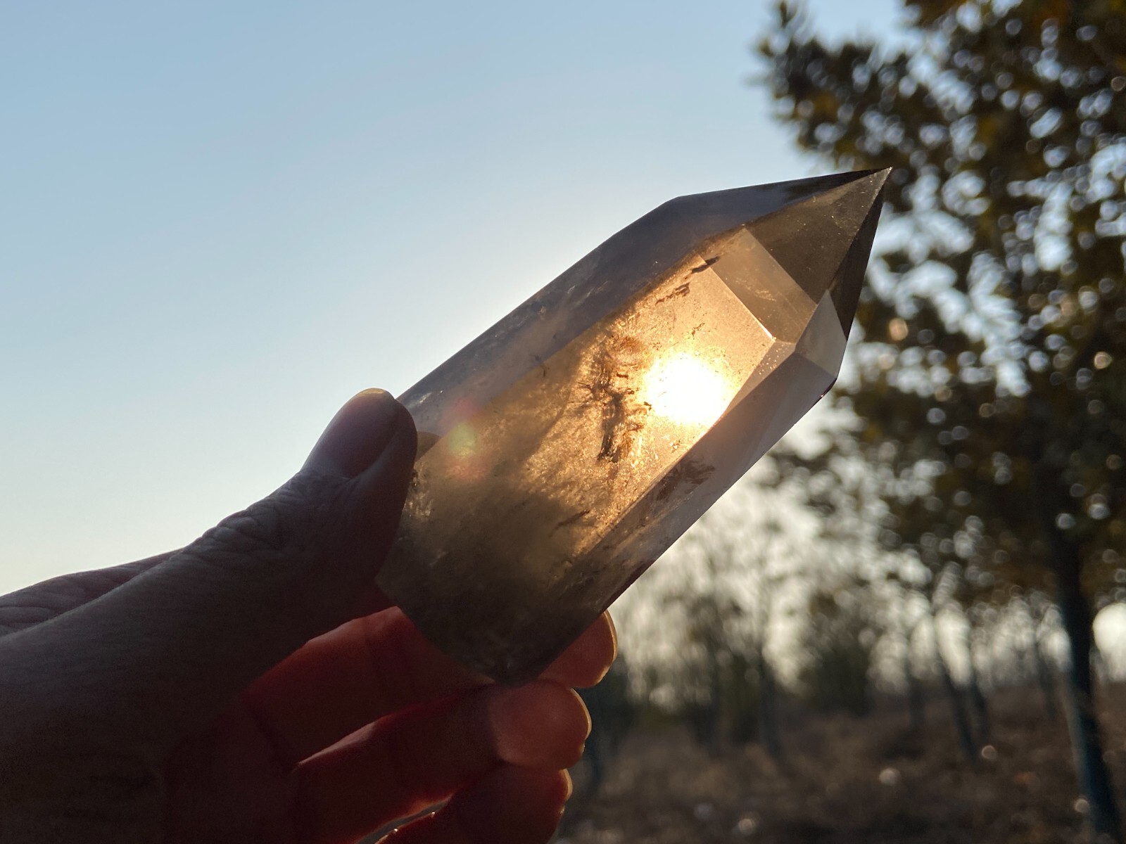 0.33LB TOP! Natural smoky quartz obelisk crystal wand point tower reiki healing