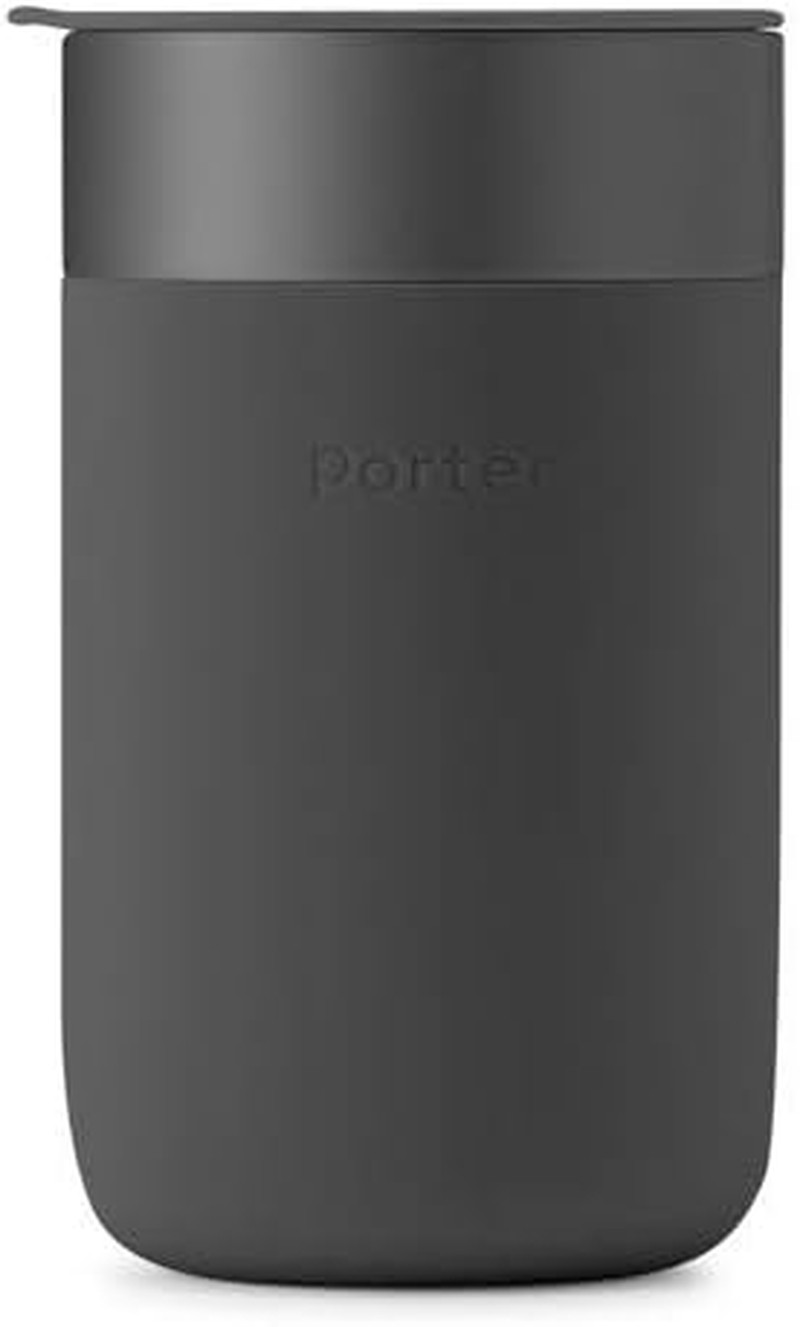 Porter Ceramic Mug W/ Protective Silicone Sleeve, Charcoal 16 Ounces On-The