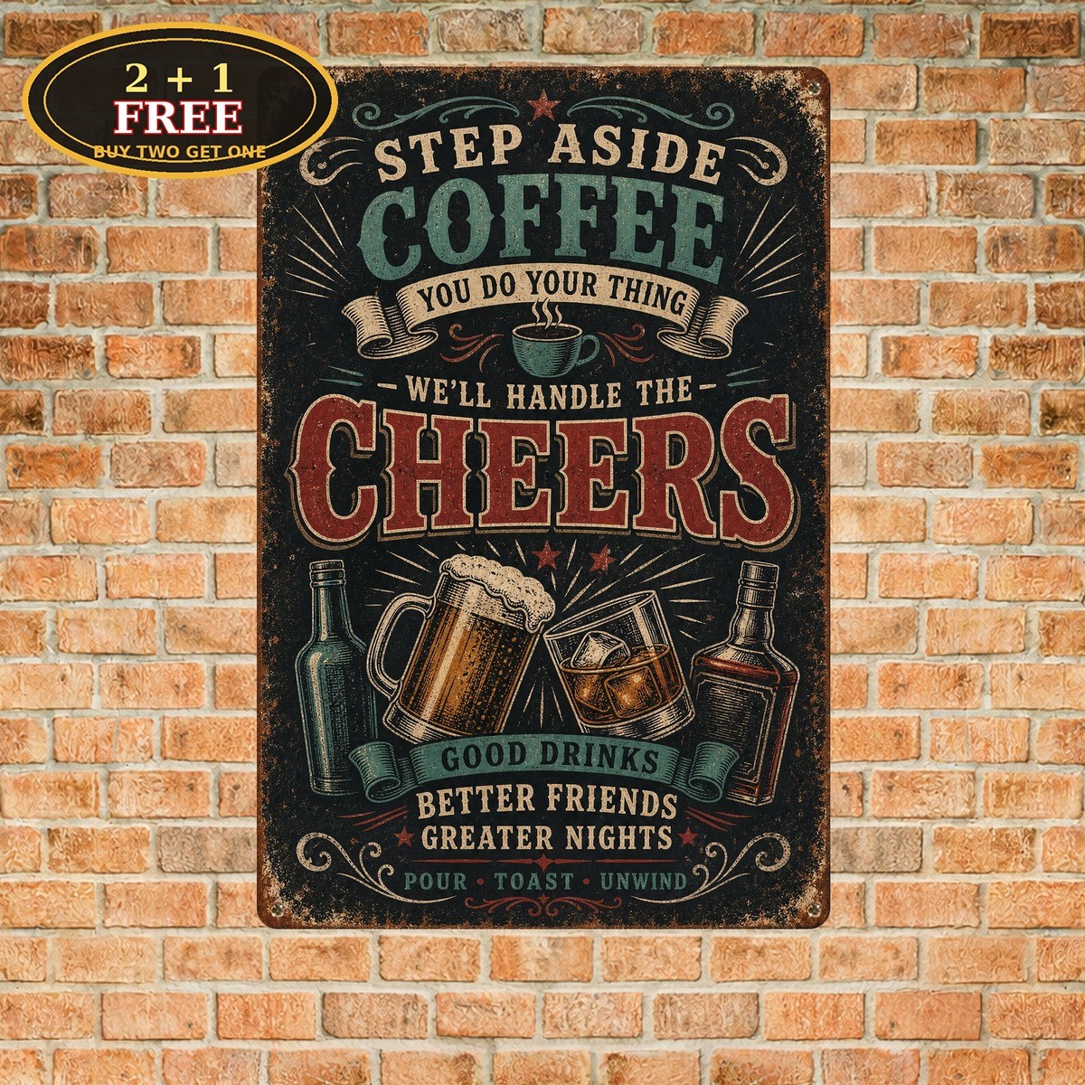 Cheers Step Aside This Is A Job For Alcohol Funny Pub Metal Tin Sign Decor Art