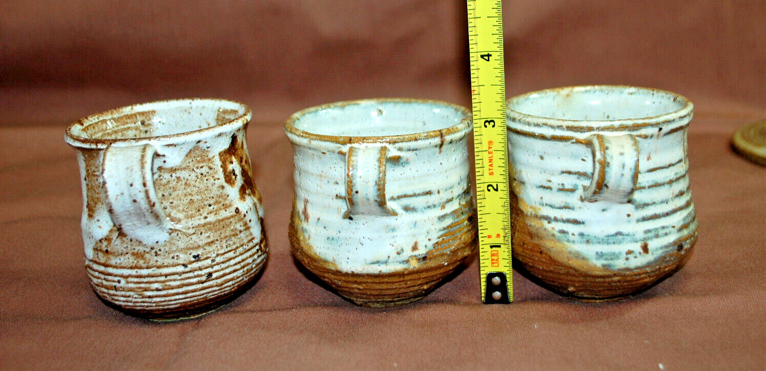 Ceramic 3 Mugs and 3 Candle Holders Handmade Lot of 6 Total T1428