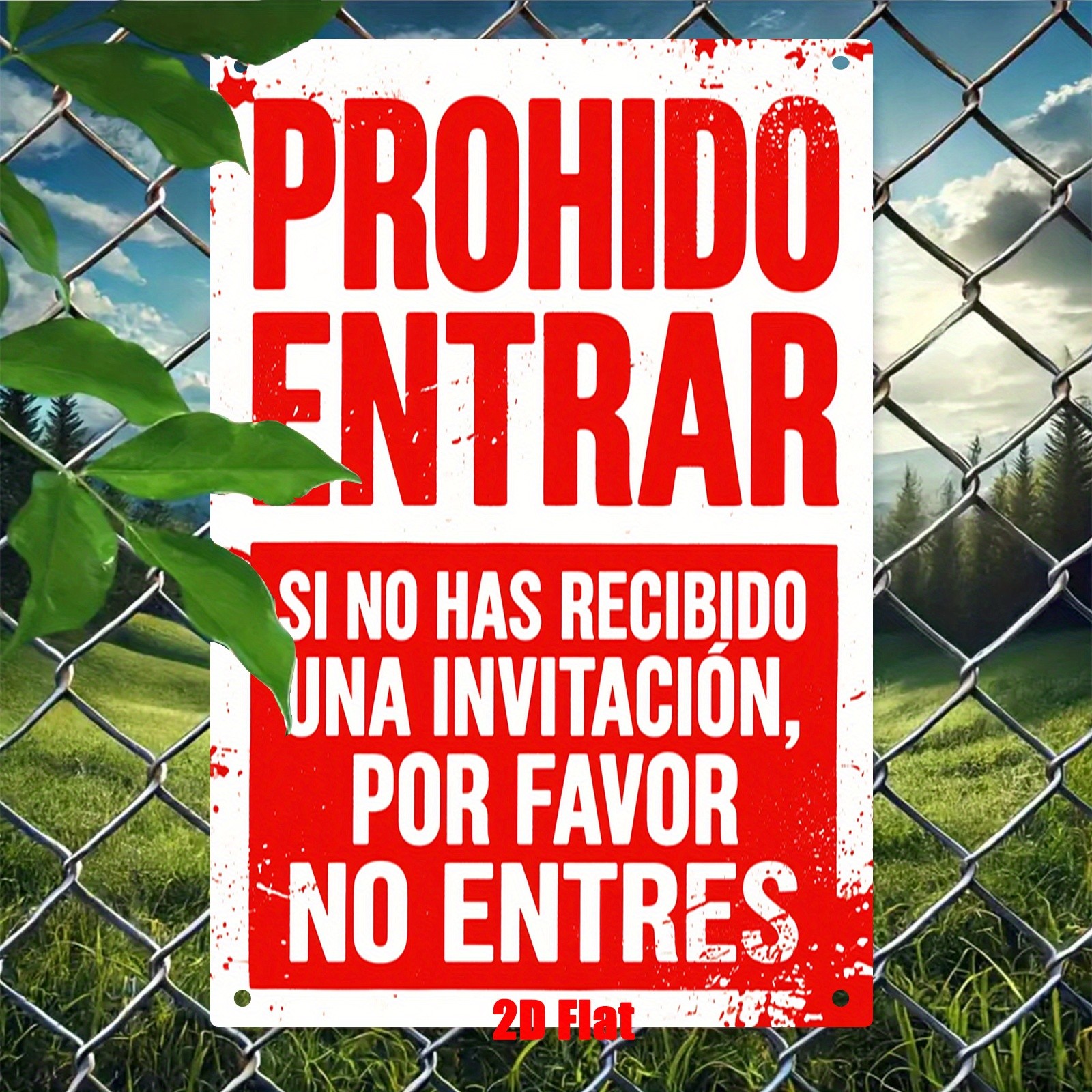 2D Flat, 1pc Tin Metal Signs Home Décor „No Entry“ Spanish, Suitable for Private