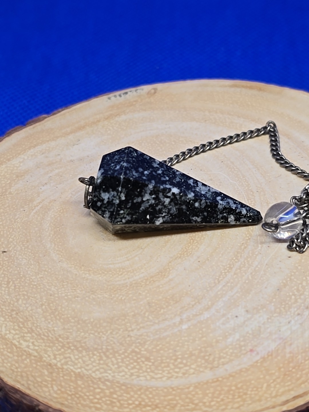 Natural Mystic Merlinite Faceted Polished Pendulum Point Clear Bead End Holder
