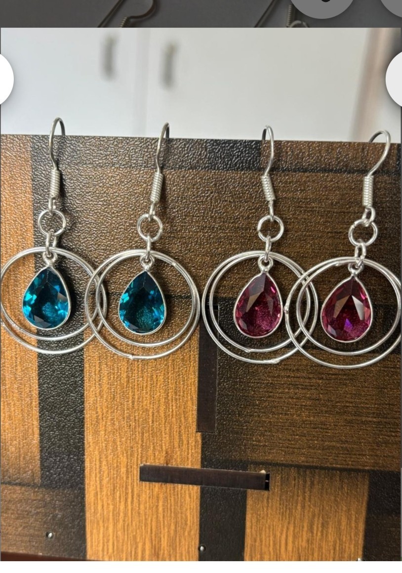 925 Silver Plated Lightweight Dangle Earrings | Teardrop Crystal | Handmade Jewe