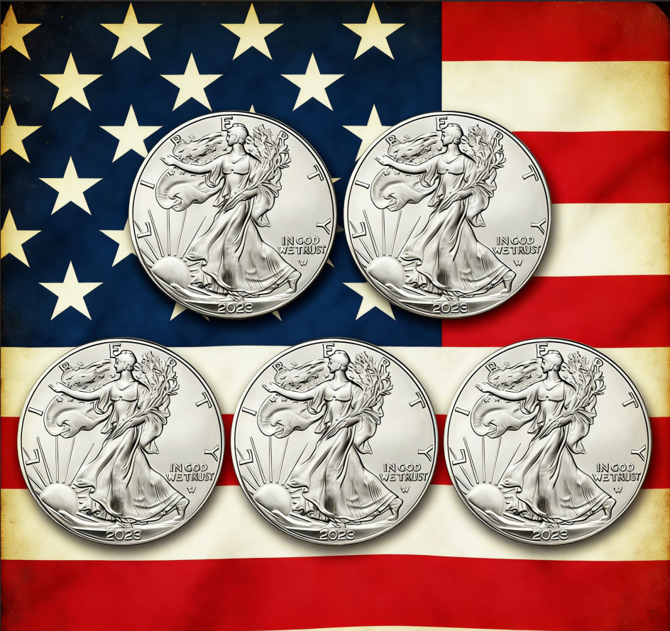 lOT OF 5 2023 $1..999 American Eagle 1 oz Brilliant Uncirculated