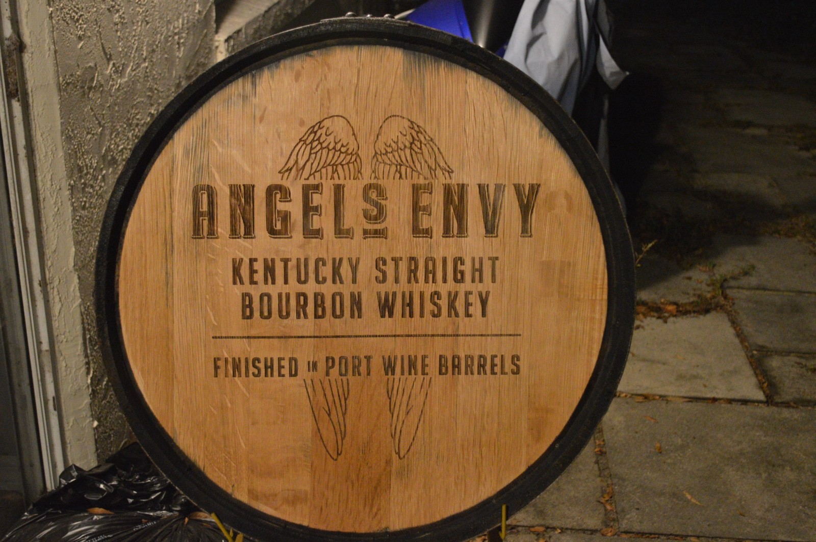 Angel’s Envy Bourbon Whiskey Barrel Lid/Head with Outside Metal Ring and Staves