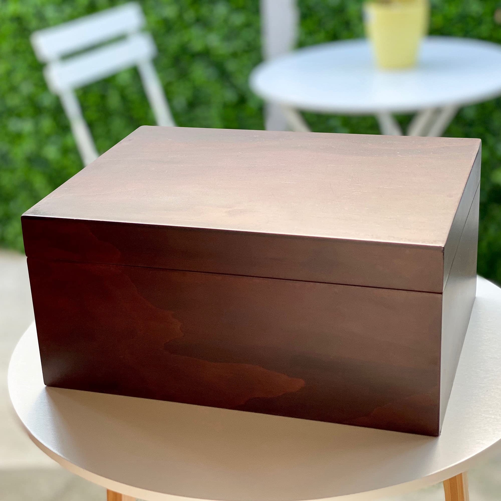 Large Wooden Oak Box with Hinged Lid – Wood Storage Box with Lid Keepsake Boxes